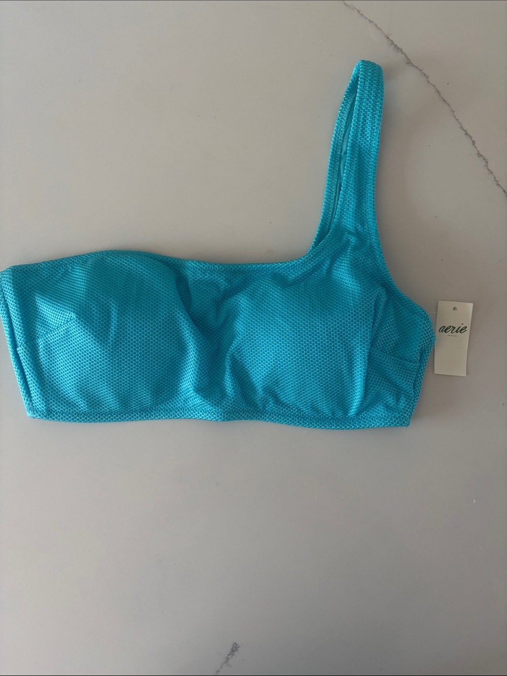 aerie One-Shoulder Bikini Top in Turquoise